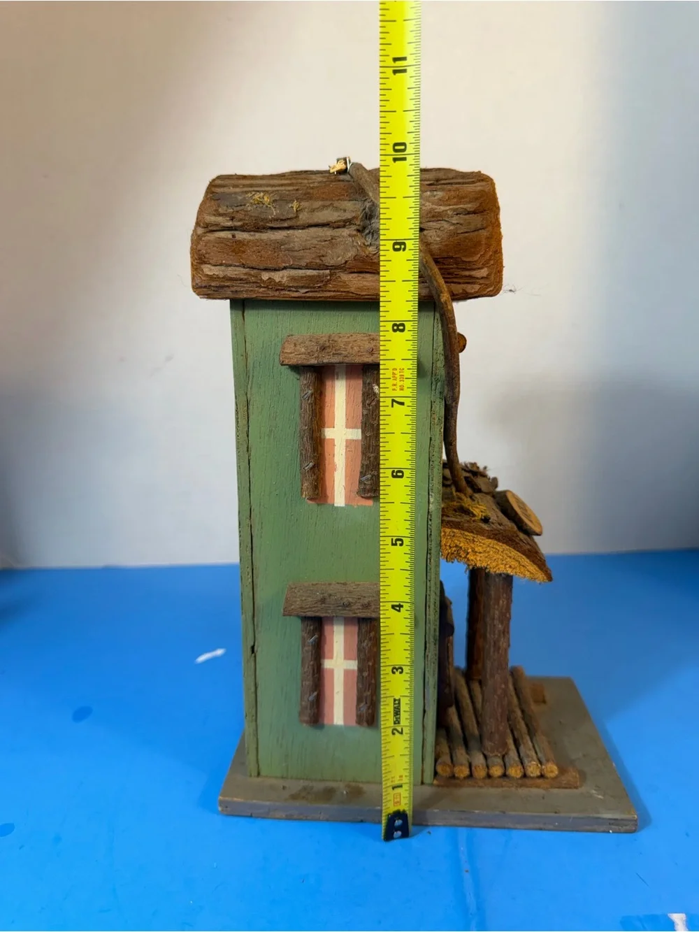 Antique-Style Green Wooden Bird House for Small Birds